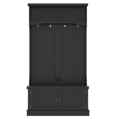 NicBex 35.5 inch Hall Tree for Hallway,Coat Racks with Storage Shoe Bench and 4 Hooks,Entryway Furniture for Hallway,Living Room,Bedroom,White/Black