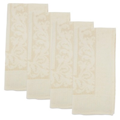Elegant Off-White Jacquard Floral Table Napkin Set
