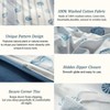100 Washed Cotton Duvet Cover - Nautical Coastal Bedding Set with Seashell Print, Blue, Queen Size, Zipper Closure, 4 Ties - 4 of 4