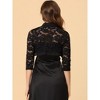 Allegra K Women's Elegant Ruffle Collar Sheer Floral Lace Crop Shrug - 4 of 4