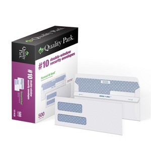 Quality Park Reveal-N-Seal Self Seal Security Tinted #10 Double Window Envelope 4 1/8" x 9 1/2" - 1 of 4