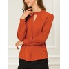 INSPIRE CHIC Women's Office Keyhole Elegant Stand Collar Long Sleeve Back Neck Button Blouse - 2 of 4