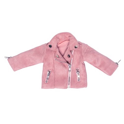 I'M A GIRLY Light Pink Faux Suede Jacket Outfit for 18" Fashion Doll