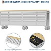96 Inch Rolling Tool Chest with 24 Drawers, Garage Workbench Featuring Solid Rubber Wood Top - 2 of 4