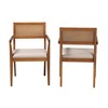 Baxton Studio Emilia Fabric and Wood 2pc Arm Chair Set with Woven Rattan - 3 of 4