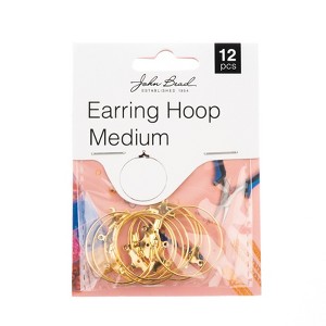 John Bead Must Have Findings Metal Gold 25mm Medium Earring Hoops for Jewelry Making Findings, 12 Pieces - 1 of 4