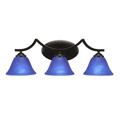 Toltec Lighting Zilo 3 - Light Vanity in  Dark Granite with 7" Blue Italian Shade