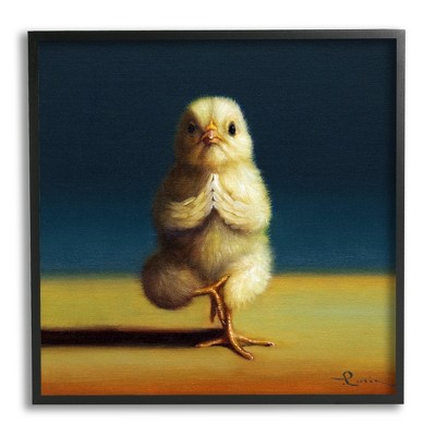 Stupell Industries Yellow Chick Meditating Yoga Pose Animal Fitness Framed Giclee Art