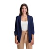 Versa Women’s Collarless 3/4 Sleeve Open Front Jacket – Semi-Fitted Ruched Sleeve Blazer for Office or Evening Wear - 2 of 4