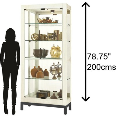 White Lighted Curio Cabinet with Glass Shelves