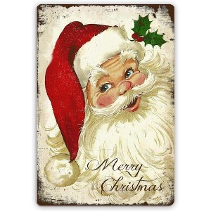 Lomsoe Vintage Christmas Santa metal Signs, Christmas Sign, Merry Christmas Sign,Christmas Signs 8x12 Inch Christmas Gift - 1 of 1