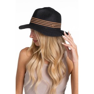 Adrienne Vittadini Striped Crown Straw Panama - 1 of 4