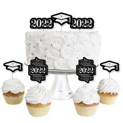 Big Dot of Happiness Graduation Cheers - Dessert Cupcake Toppers - 2022 Graduation Party Clear Treat Picks - Set of 24