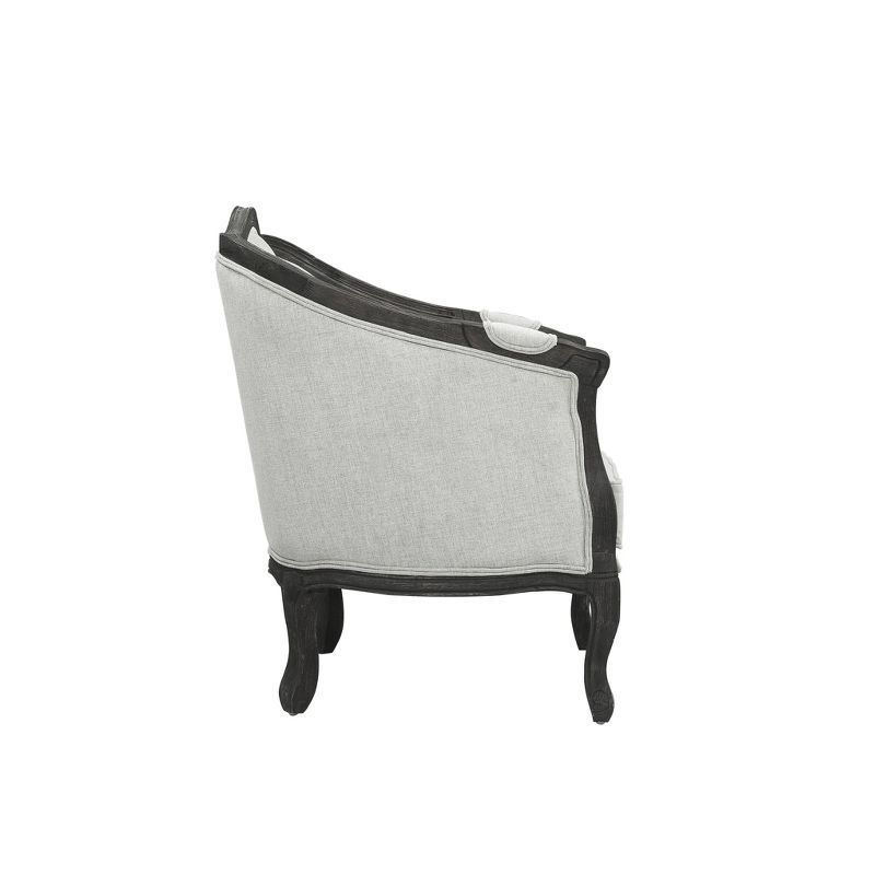 37&#34; Samael Accent Chair Gray Linen Dark Brown Finish - Acme Furniture, 4 of 5