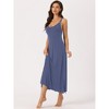 cheibear Women's Sleeveless Racer Back Full Slip Camisole Midi Nightgowns - 3 of 4