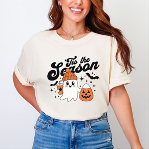 Tis The Season Ghost Retro - Womens Garment Dyed Tee - 1 of 3