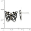 Black Bow Jewelry 18mm Marcasite Scroll Butterfly Post Earrings in Stainless Steel - 4 of 4
