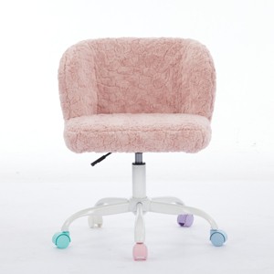 GlasFlength Task and Office Chairs Modern Plush Swivel Chair with Ergonomic Support Simple Design for Home Office, Pink, 21.5"*22.5"*31.9" - 1 of 4