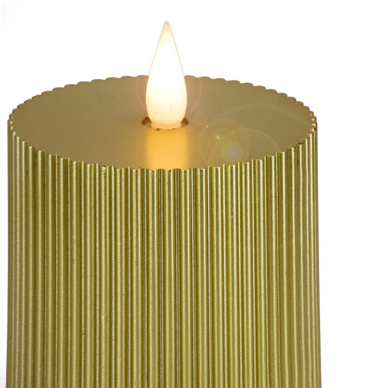 6" HGTV LED Real Motion Flameless Gold Candle With Remote Warm White Lights - National Tree Company, 3 of 5