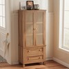 High Freestanding Tall Kitchen Pantry, Kitchen Pantry Storage Cabinet with Rattan Doors, Adjustable Shelf and 2 Drawers, Freestanding Cupboard - 2 of 4