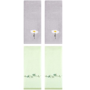 REGALWOVEN 4 Pcs Floral Pattern Cotton Bathroom Hand Towel - 1 of 4