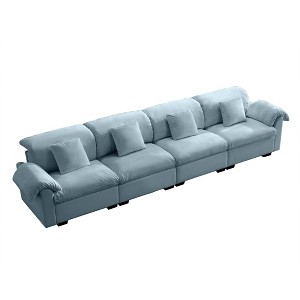 NicBex 154.7 Inch Velvet Storage Couch,4-Seater Deep Seat Sofa with Fluffy Armrest Pillows for Living Room,Small Space,Office,Apartment - 1 of 4