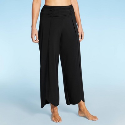 Women's Slit Front Cover Up Pants - Aqua Green® Black