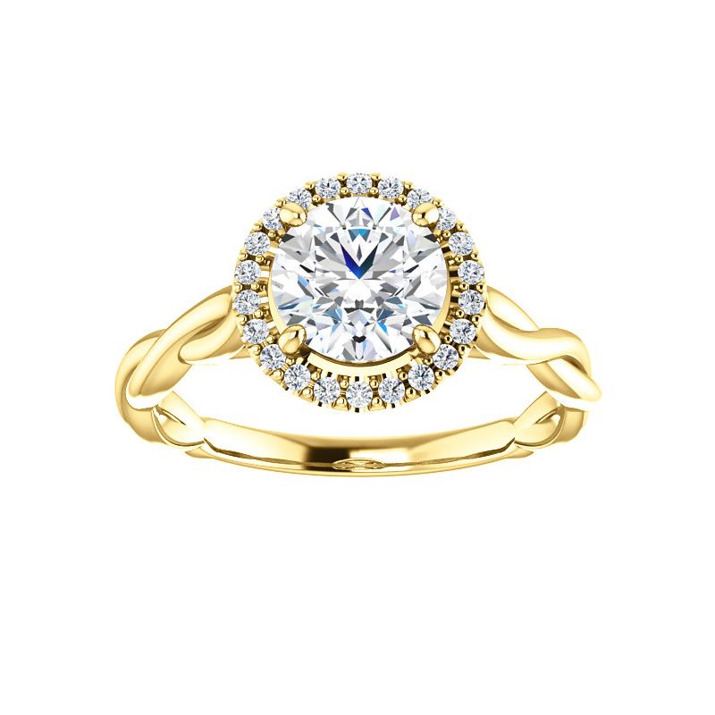 Pompeii3 1ct Diamond Halo Vintage Round Cut Intertwined Band 14k Yellow Gold, 1 of 6