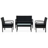 vidaXL 4 Piece Patio Lounge Set with Cushions Poly Rattan Black - 2 of 4
