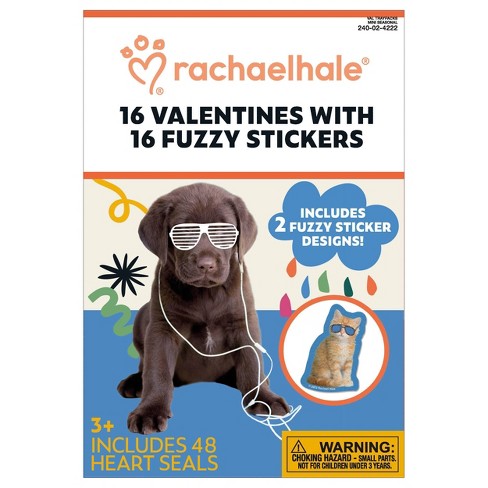 16ct Valentine's Fuzzy Stickers Exchange Cards Rachel Hale - image 1 of 2