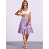 INSPIRE CHIC Women's Ruffle Hem Elastic Waist Flowy A-Line Swing Floral Midi Skirt - 2 of 4