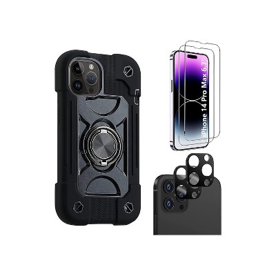 SaharaCase iPhone 14 Pro Max 6.7" Bundle DualShock Series Case with Tempered Glass Screen and Camera