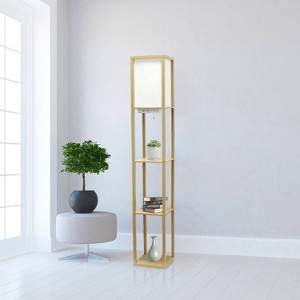 Creekwood Home Classix 62.5" 3-Tier Storage Floor Lamp with Charging Ports and Outlet - 1 of 4
