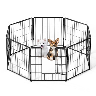 Gulches Sturdy 32" Tall Dog Playpen Black with 8 Rustproof Panels - Indoor/Outdoor Use for All Dog Sizes