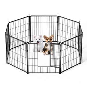 Gulches Sturdy 32" Tall Dog Playpen Black with 8 Rustproof Panels - Indoor/Outdoor Use for All Dog Sizes - 1 of 4