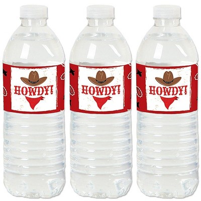 Big Dot of Happiness Western Hoedown - Wild West Cowboy Party Water Bottle Sticker Labels - Set of 20