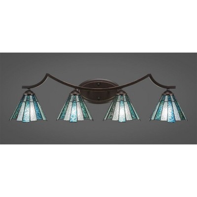 Toltec Lighting Zilo 4 - Light Vanity in  Dark Granite with 7" Sea Ice Art Glass Shade