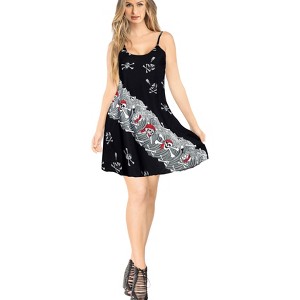 HAPPY BAY Womens Halloween Vacay Beachwear Pirates Pirate Sundress Mini Dress Beach Dresses Spaghetti Strap Sundresses for Women 00 Skull Crossbones, - 1 of 4