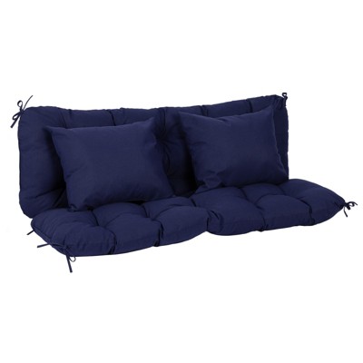 Aoodor 59" Tufted Porch Swing Cushions, Outdoor Swing Replacement Cushion 2-3 Seater with Backrest and 2 Pillows, Water and Fade Resistant