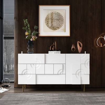 FUFU&GAGA White Wooden 3-Drawer Chest of Drawers Dresser Storage Cabinet