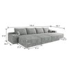 135 Inch Black Modular Cloud Sofa Down Sofa Bed with 3 Ottomans for Apartment Living Room (Plush Corduroy Fabric) - 4 of 4