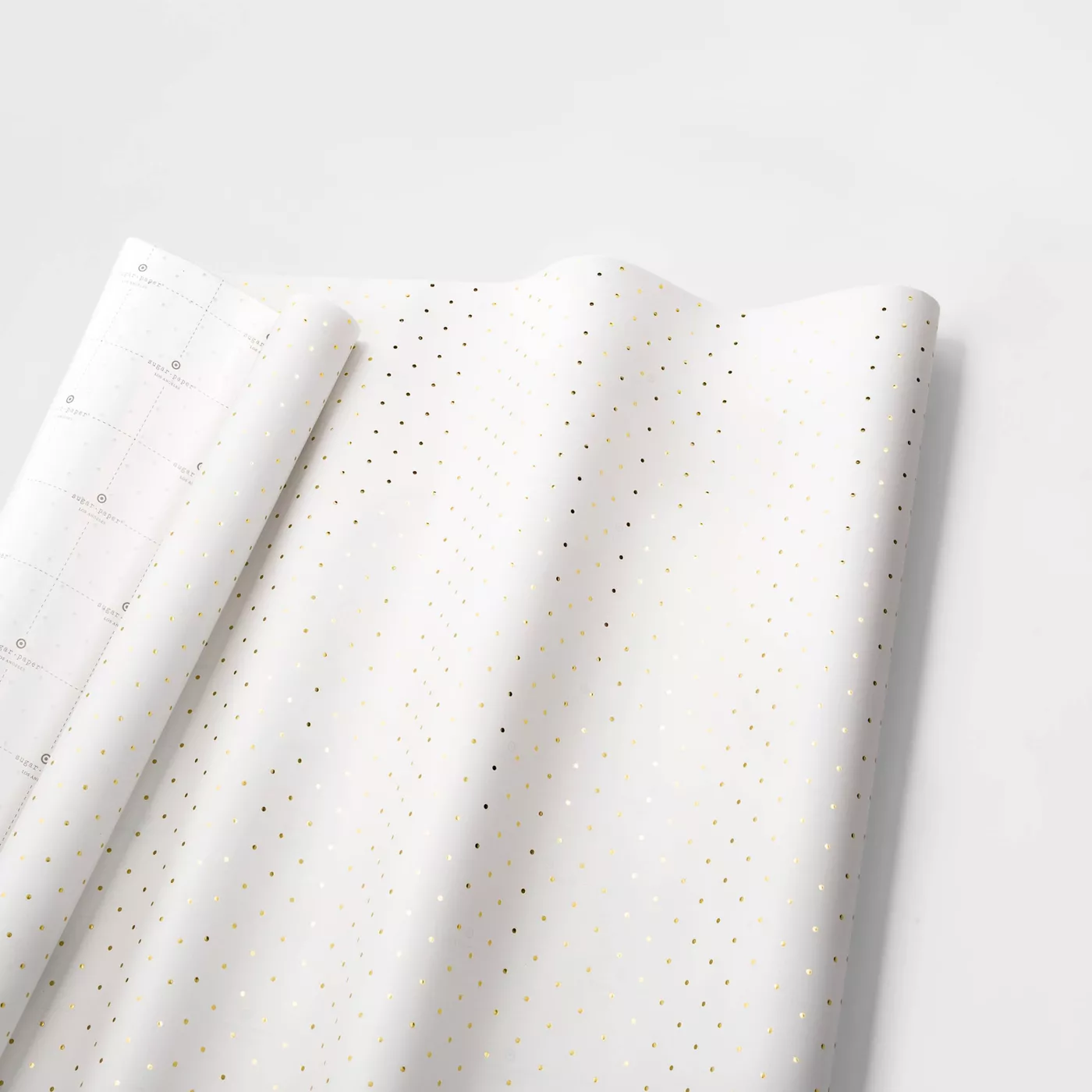 White with Gold Swiss Dots Gift Wrap Single Roll - sugar paper™ 