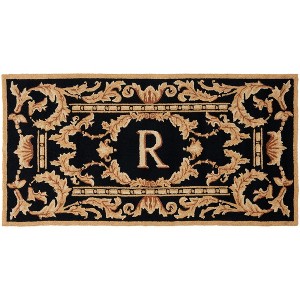 Monogram MON219 Hand Hooked Outdoor Door Mat - Black - 2'6"x4' - Safavieh - 1 of 2