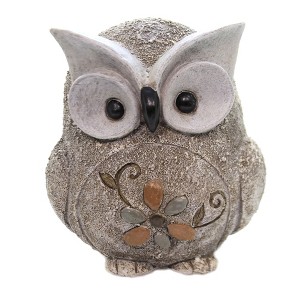 Roman 7.75 In Owl Pebble Statue Summer , Wisdom Flower (1PC) - 1 of 3