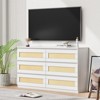 Rattan & Wood 6-Drawer Dresser - Modern Wide Chest, Multi-Scene Storage Furniture for Bedroom/Nursery - 4 of 4