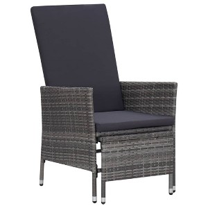 vidaXL Reclining Patio Chair with Cushions Poly Rattan Gray - 1 of 4