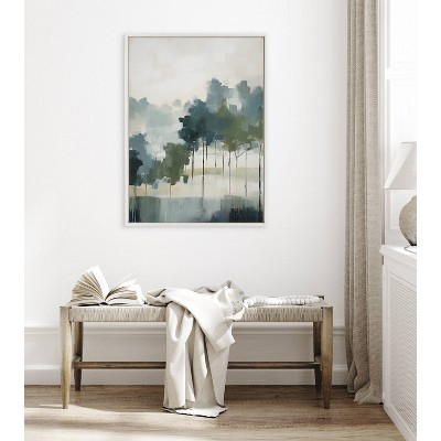 Whispering Trees Abstract Canvas Print in White Frame