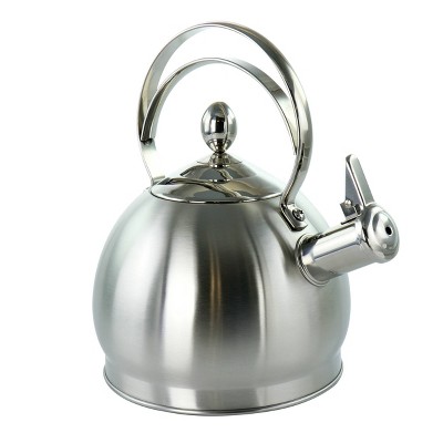 MegaChef 12-Cup Brushed Silver Stainless Steel Whistling Kettle 985114591M  - The Home Depot