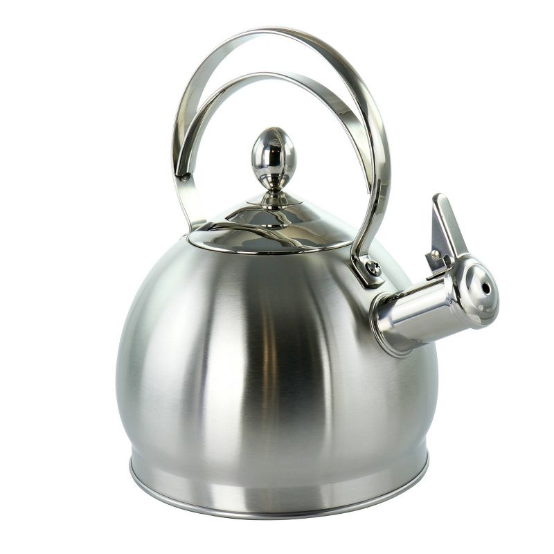 MegaChef 2.8L Round Stovetop Whistling Kettle - Brushed Silver, 1 of 6