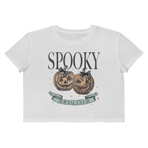 Social Collective Women Spooky Social Short Sleeve Graphic Cotton Cropped Loose T-shirt - 1 of 4
